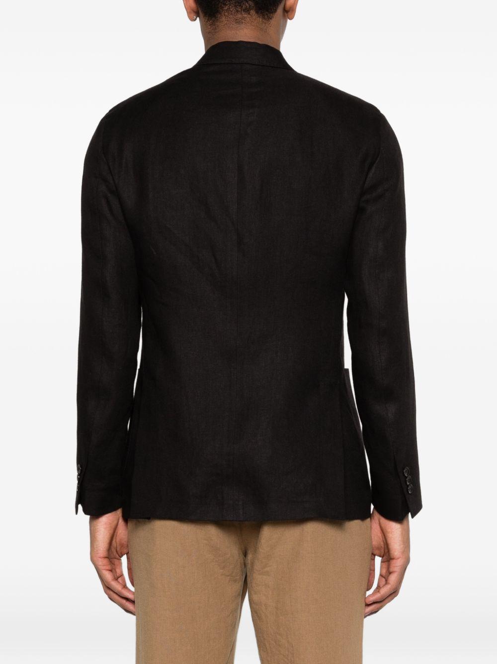 LARDINI Blazer in lino nero doppiopetto