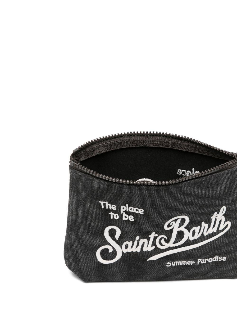 MC2 SAINT BARTH Clutch bag Alina nera con logo bianco cucito