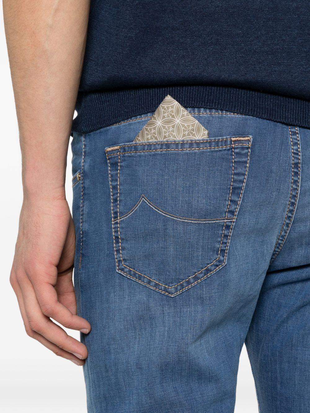 JACOB COHEN Jeans skinny in blu denim con fazzoletto
