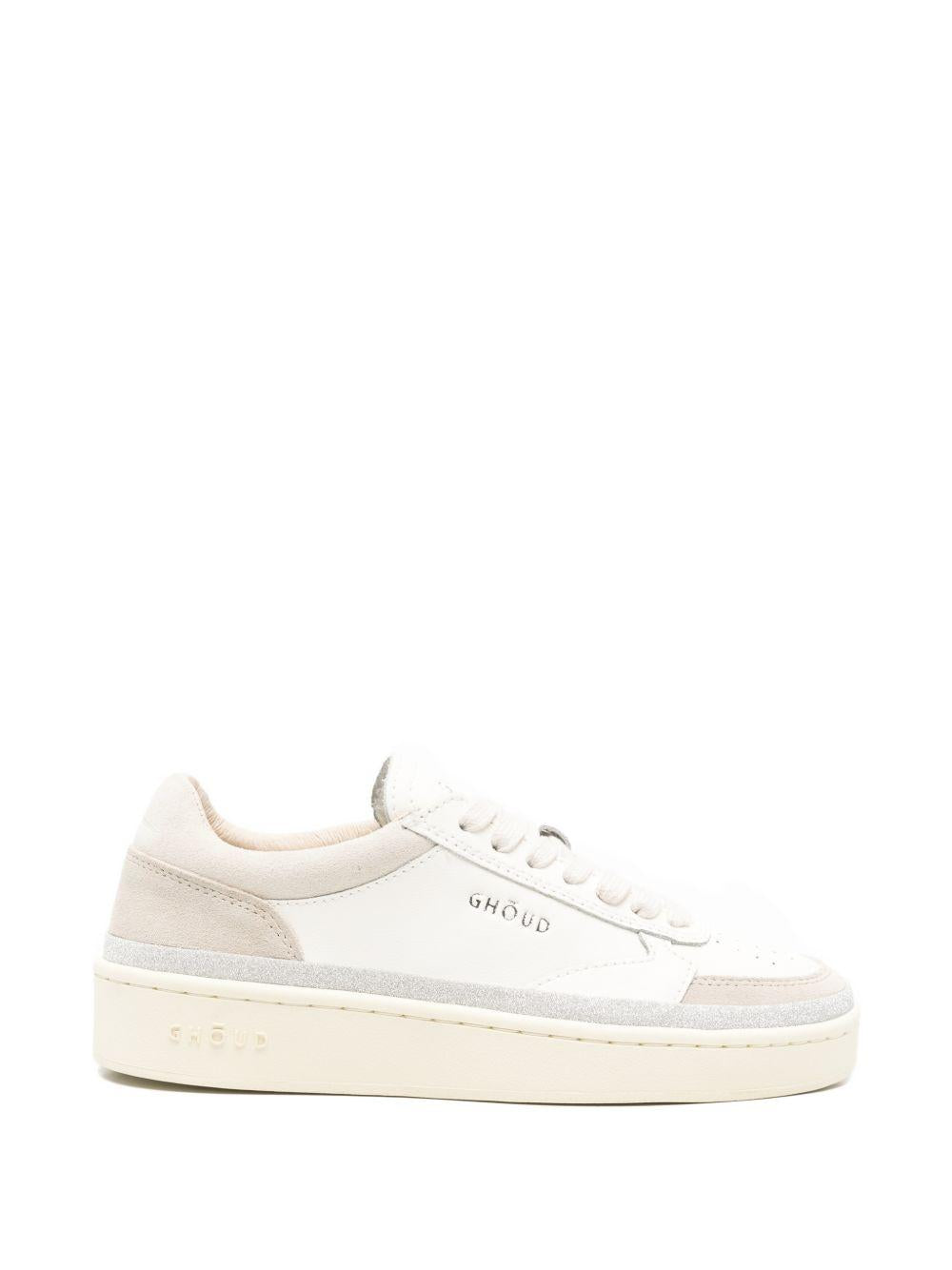 GHOUD Sneakers Pads in pelle bianca e grigia