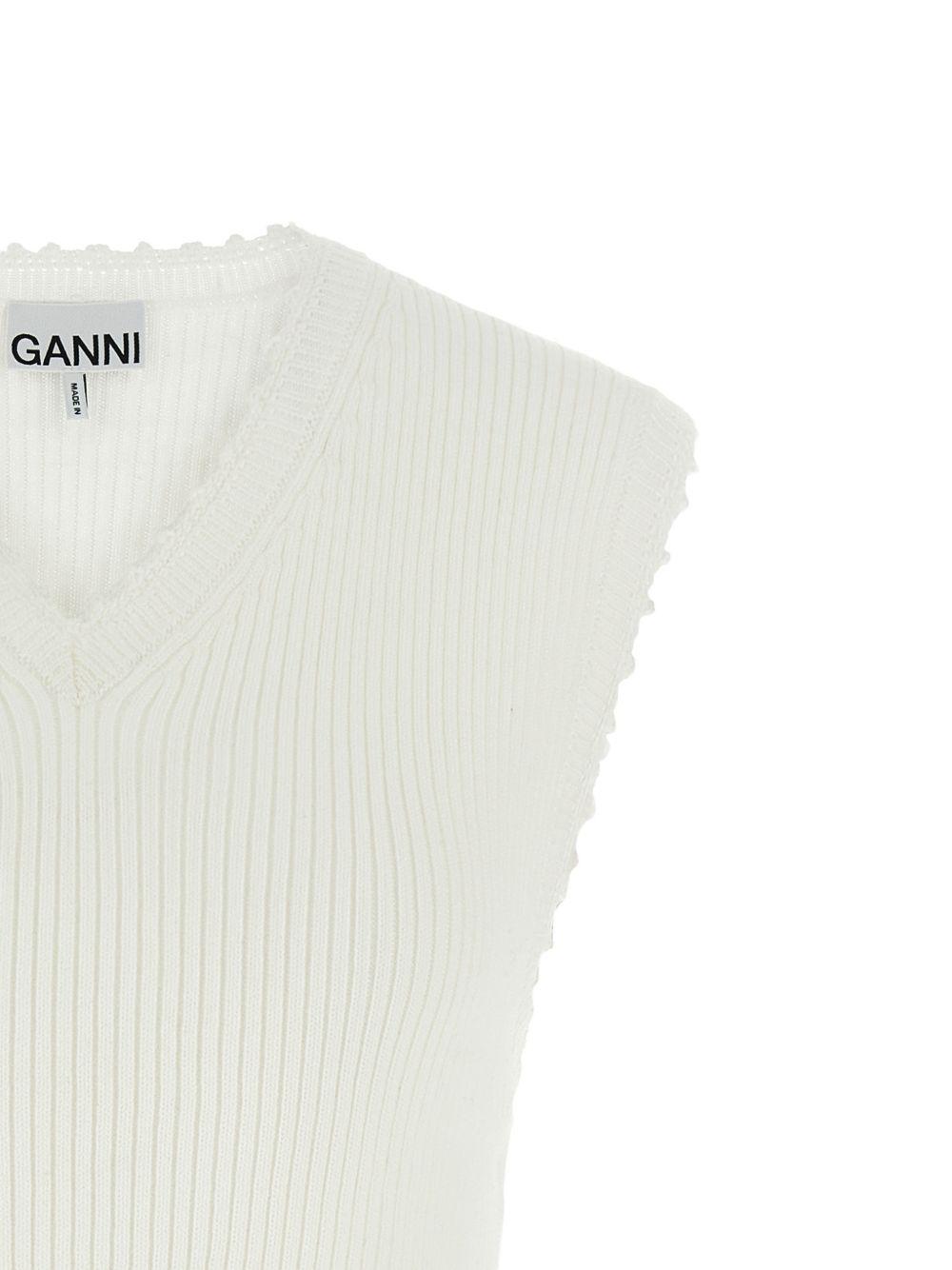 GANNI Top in maglia avorio