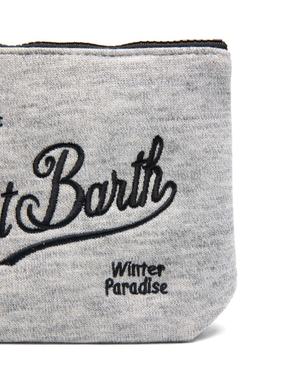 MC2 SAINT BARTH Pochette grigia con logo ricamato