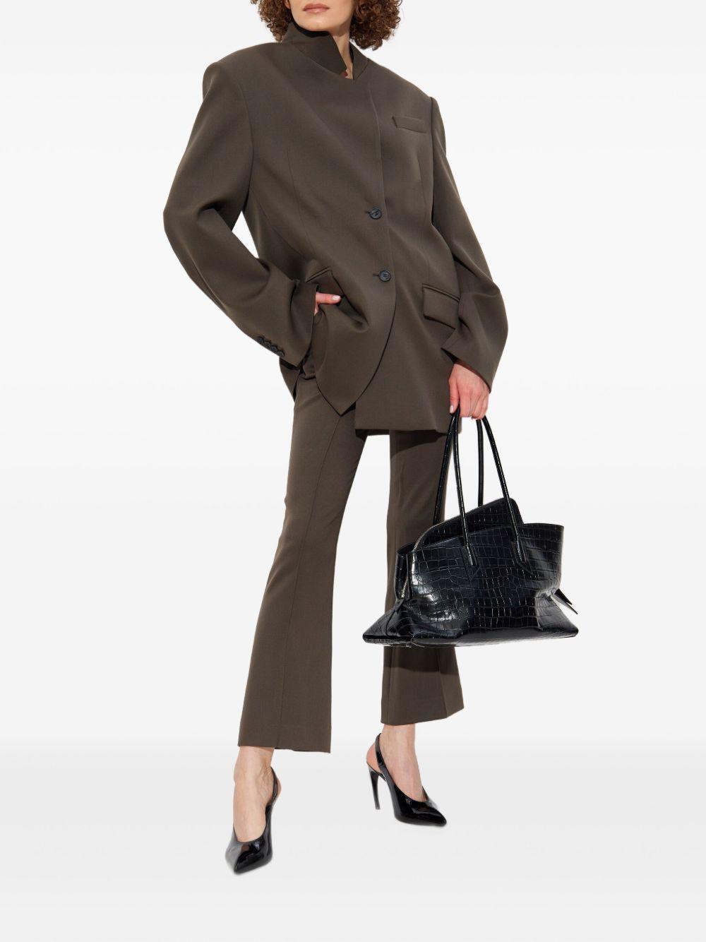 THE ATTICO Pantaloni in gabardine di lana stretch marroni