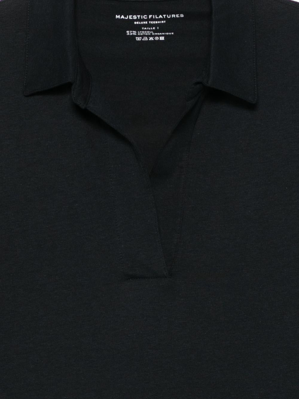 MAJESTIC FILATURES Polo corta blu a maniche corte