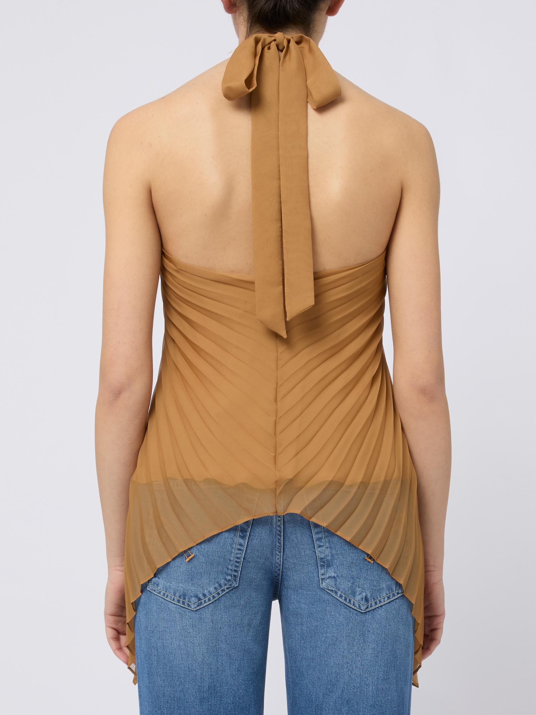 MAX MARA PIANOFORTE Top marrone Valzer con velo trasparente