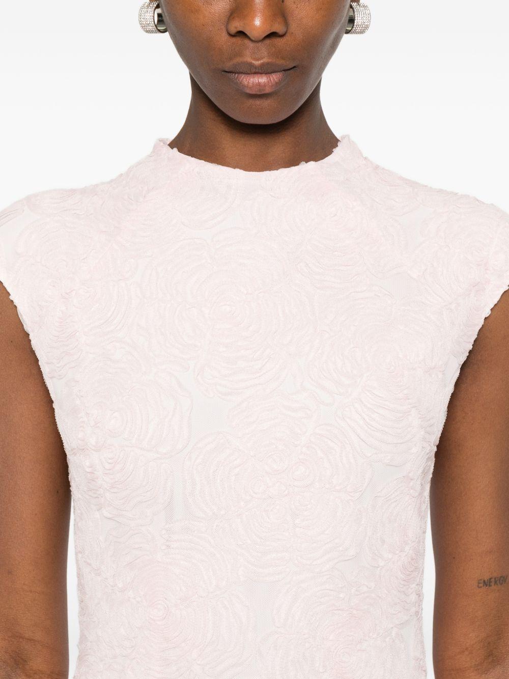 ROTATE Abito corto con ricami floreali rosa