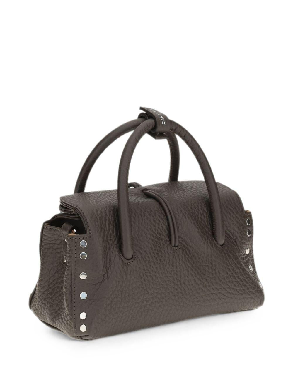 ZANELLATO Borsa Dotta Baby in pelle martellata marrone con dettagli argento