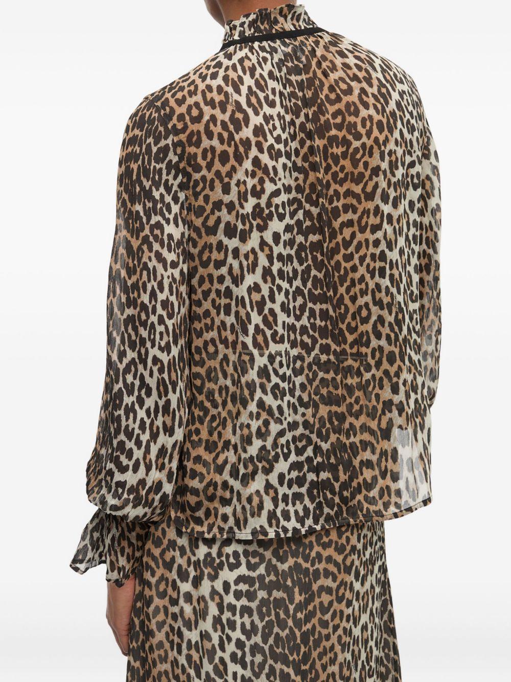 GANNI Blusa con stampa leopardata