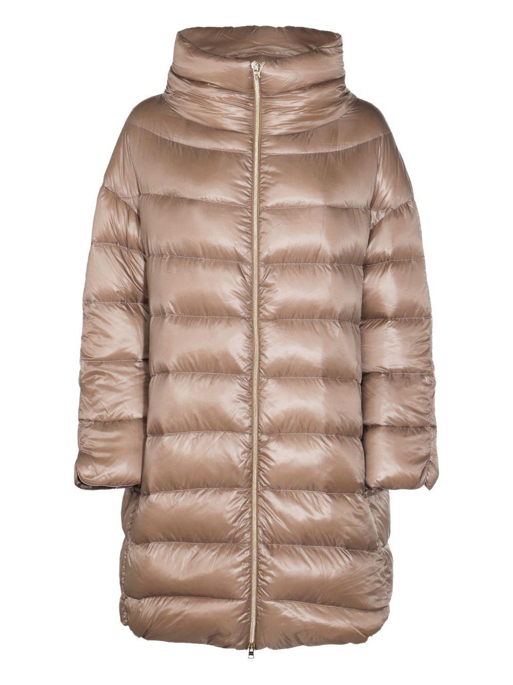 HERNO Piumino trapuntato beige con collo ampio