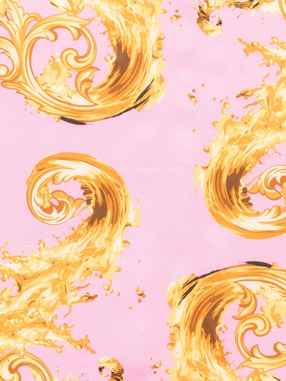 VERSACE JEANS COUTURE Foulard in seta con stampa nera e oro