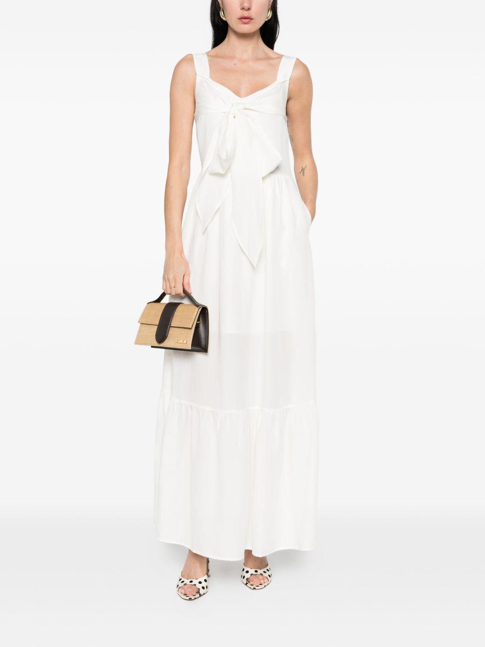 LIUJO Abito lungo con nodo fiocco bianco