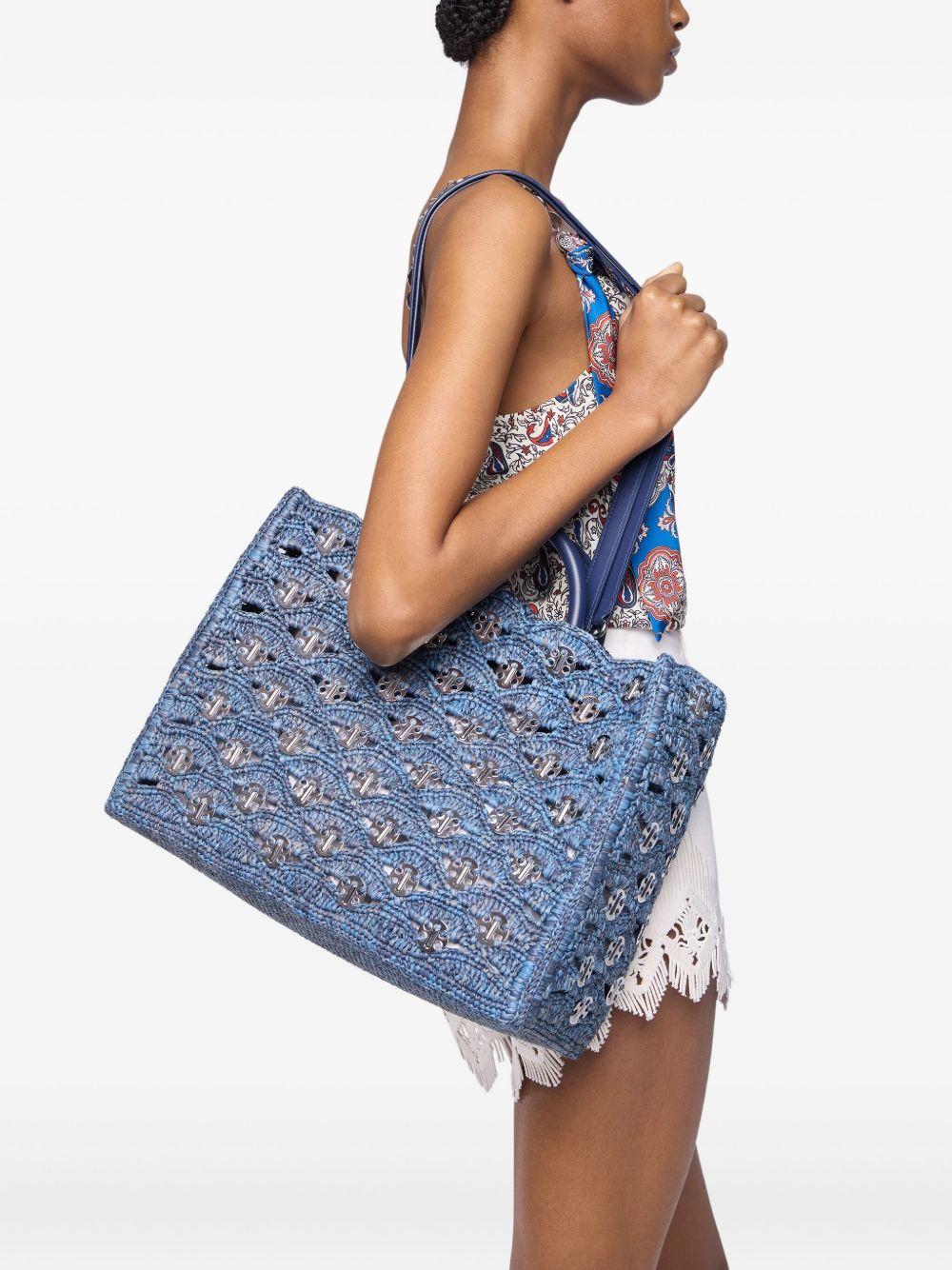 RABANNE Tote bag in rafia blu denim