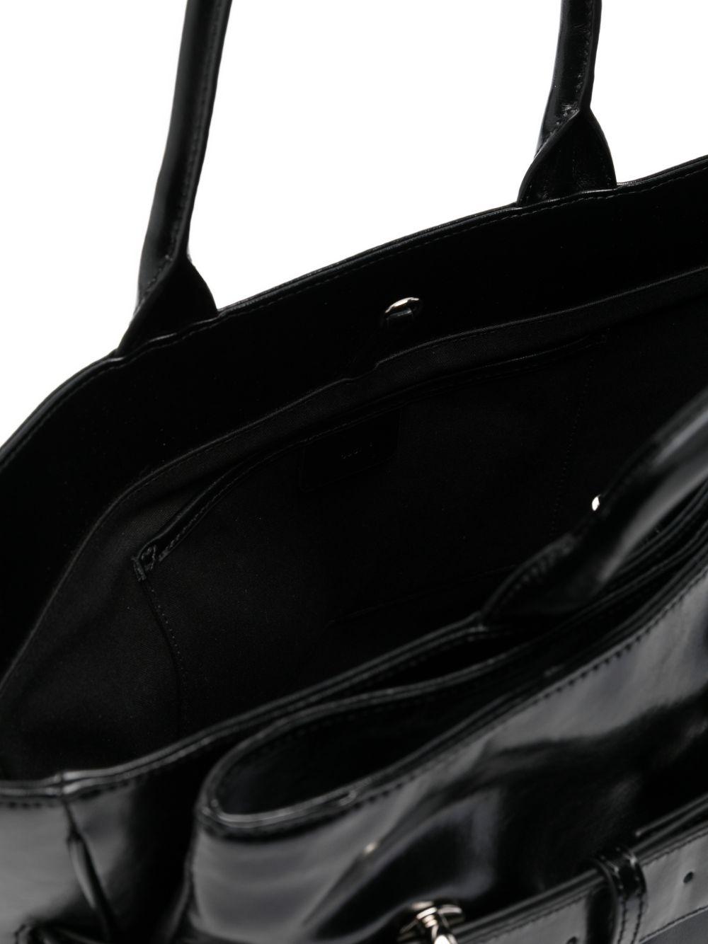 OSOI Tote bag Brocle in pelle nera con manici superiori