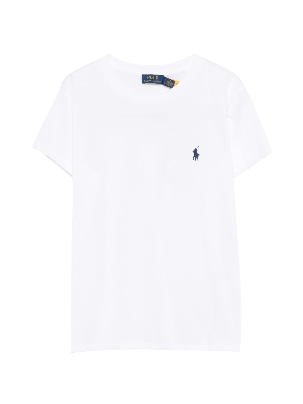 POLO RALPH LAUREN T-shirt in cotone bianco con pony blu