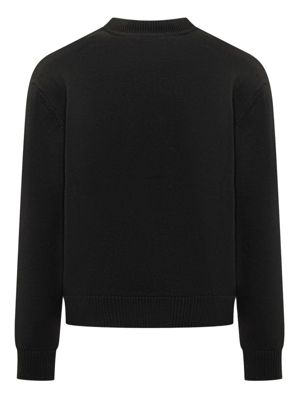 CASABLANCA Maglione in lana nera con stampa tennis