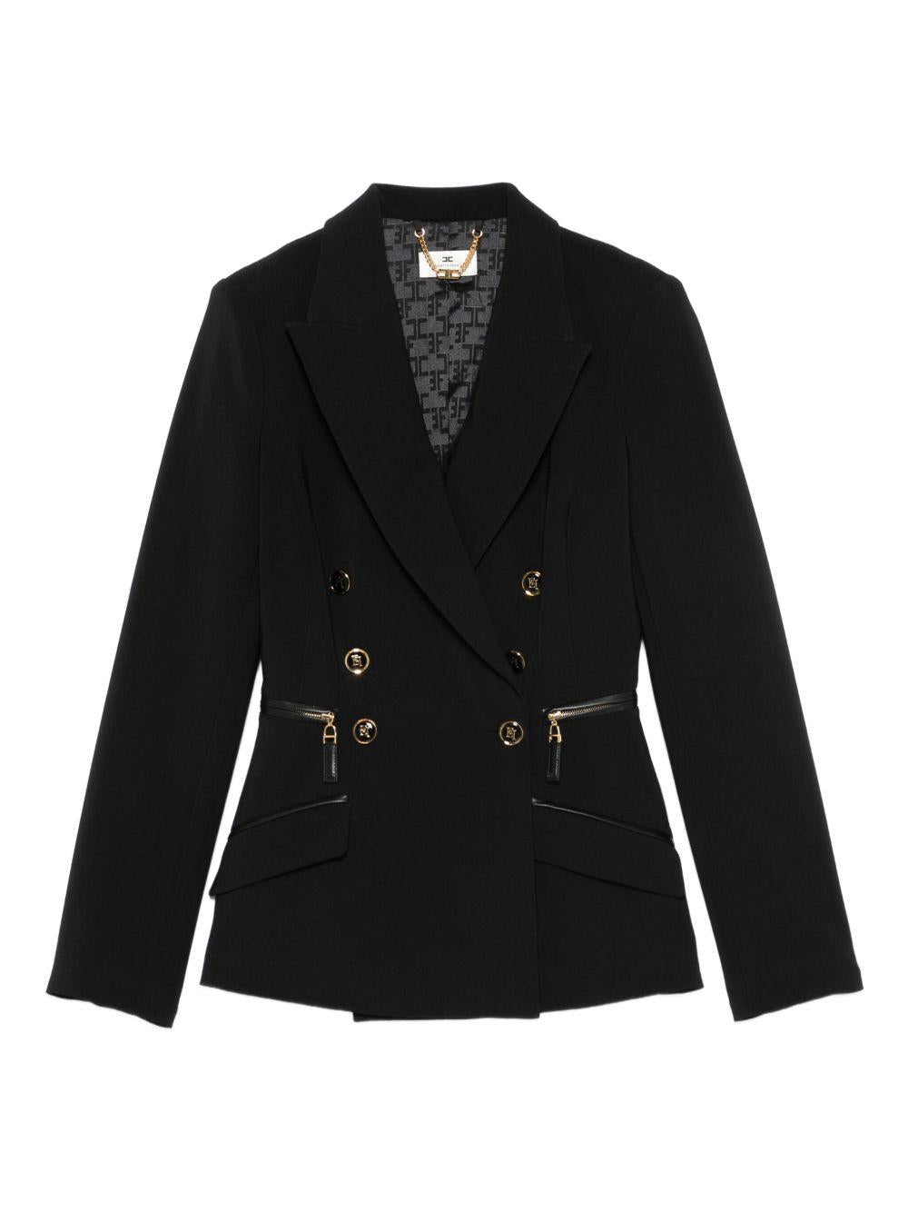 ELISABETTA FRANCHI Blazer doppiopetto in crepe nero