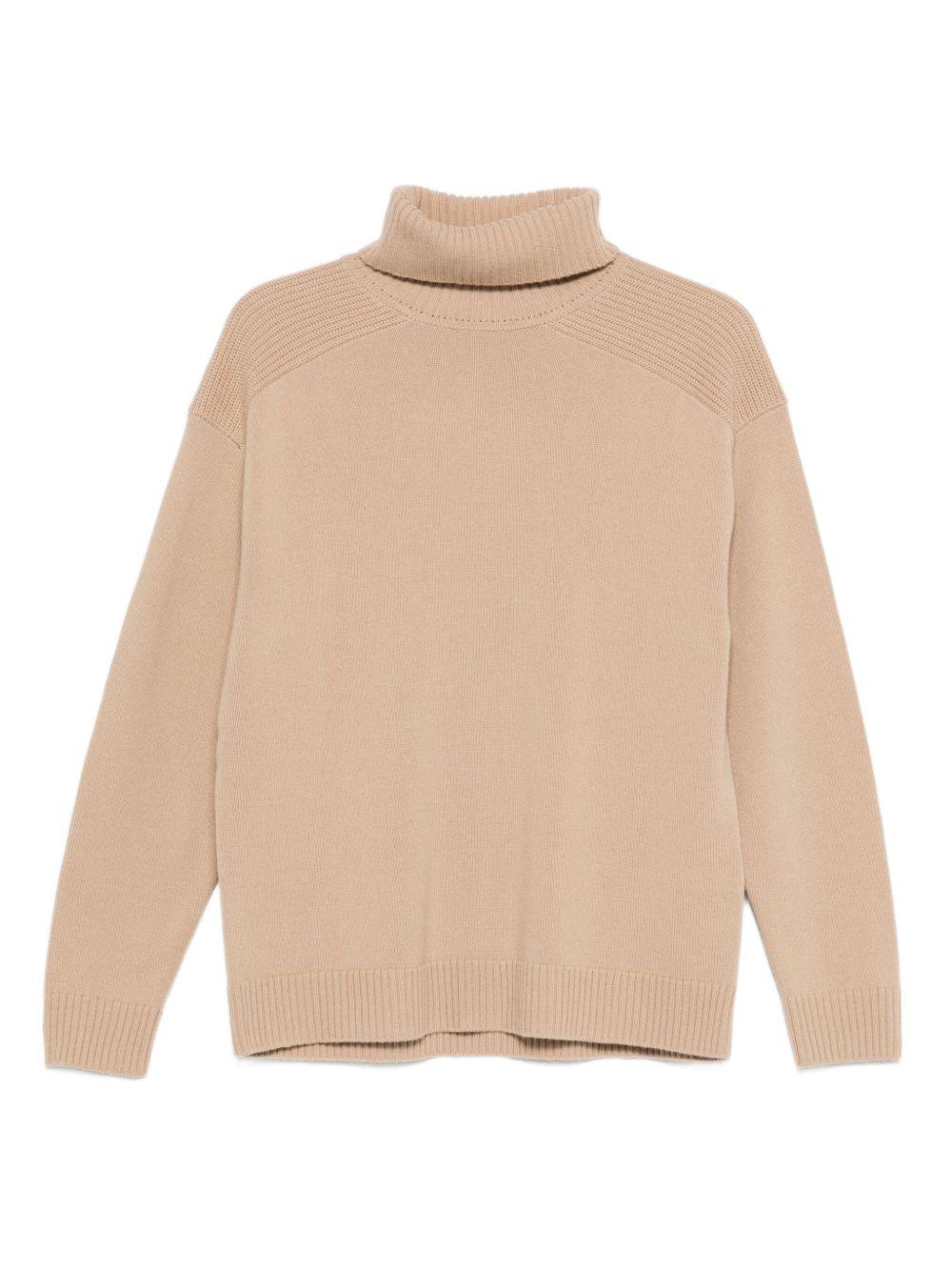 SEVENTY Maglia a collo alto in lana e cashmere beige