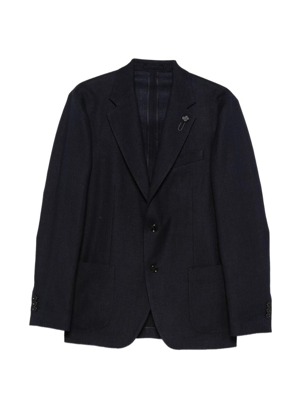 LARDINI Blazer blu notte con spilla