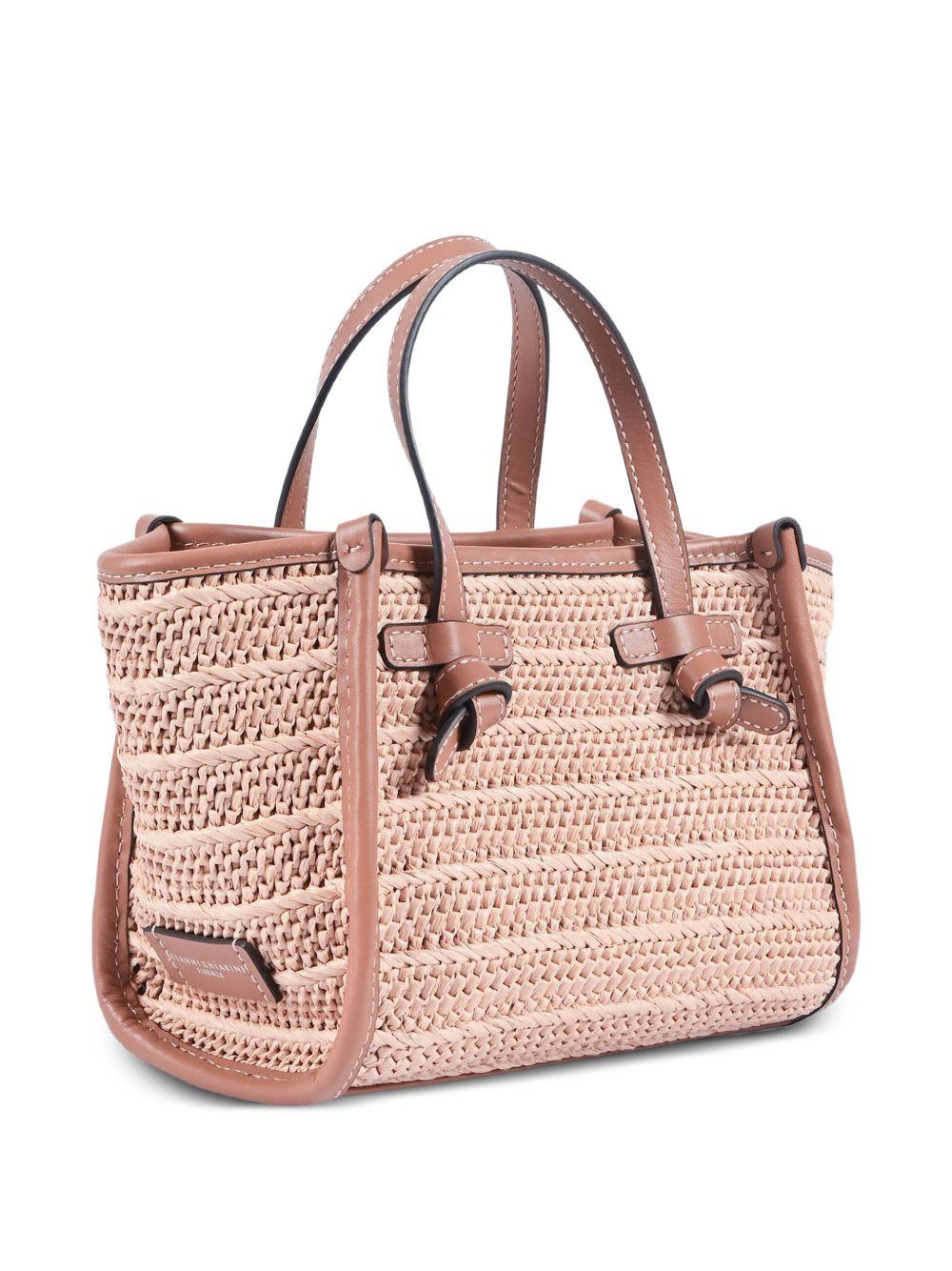 GIANNI CHIARINI Borsa shopping Marcella in rafia beige a righe