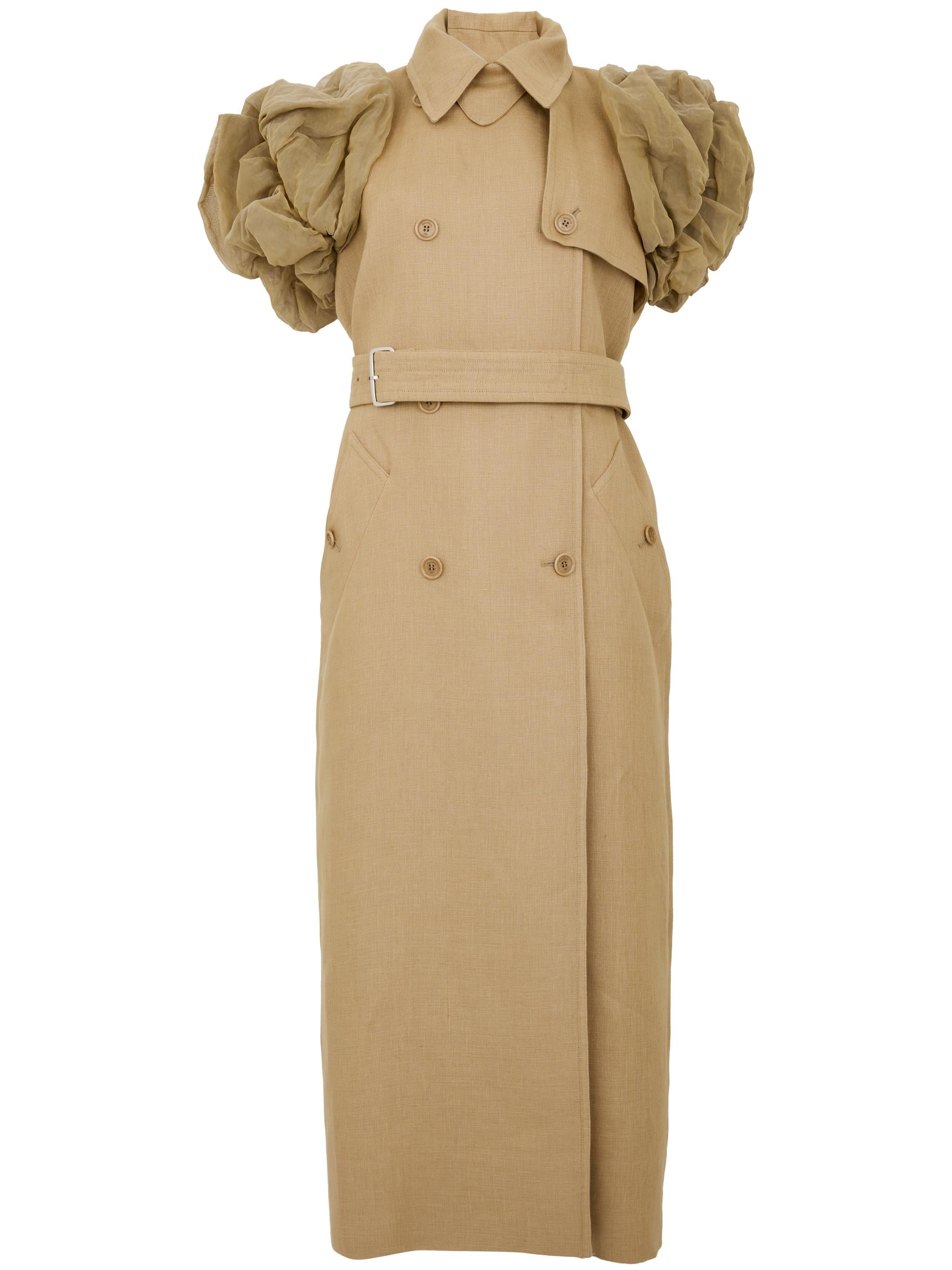 MAX MARA Spolverino Ecru lungo smanicato con rouches