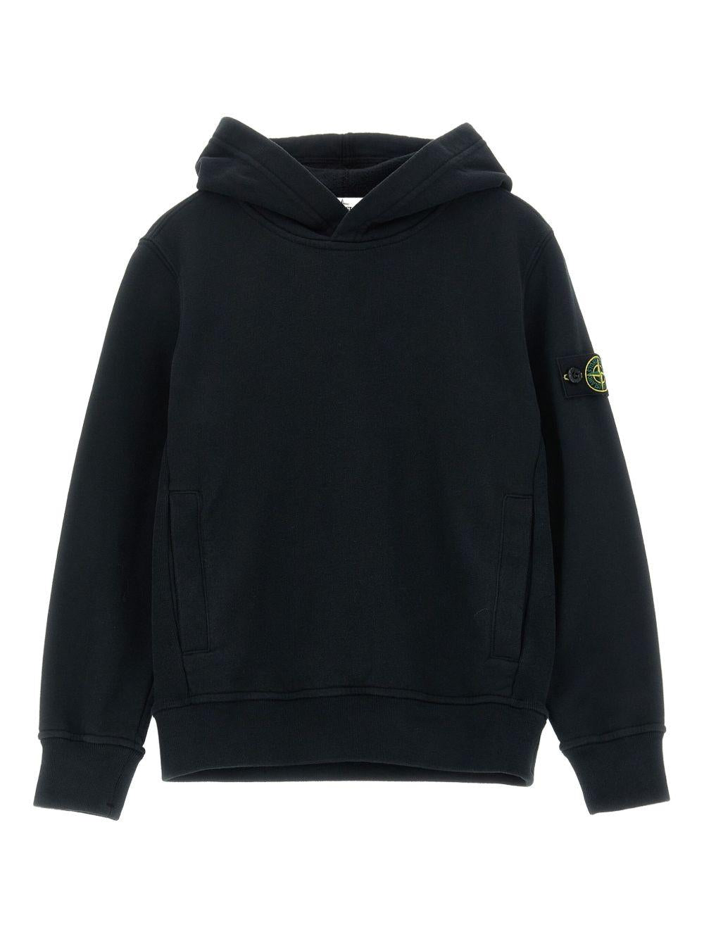 STONE ISLAND Felpa con cappuccio nera