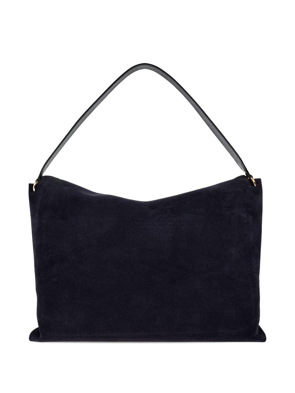WANDLER Borsa a spalla Penelope in suede navy blu