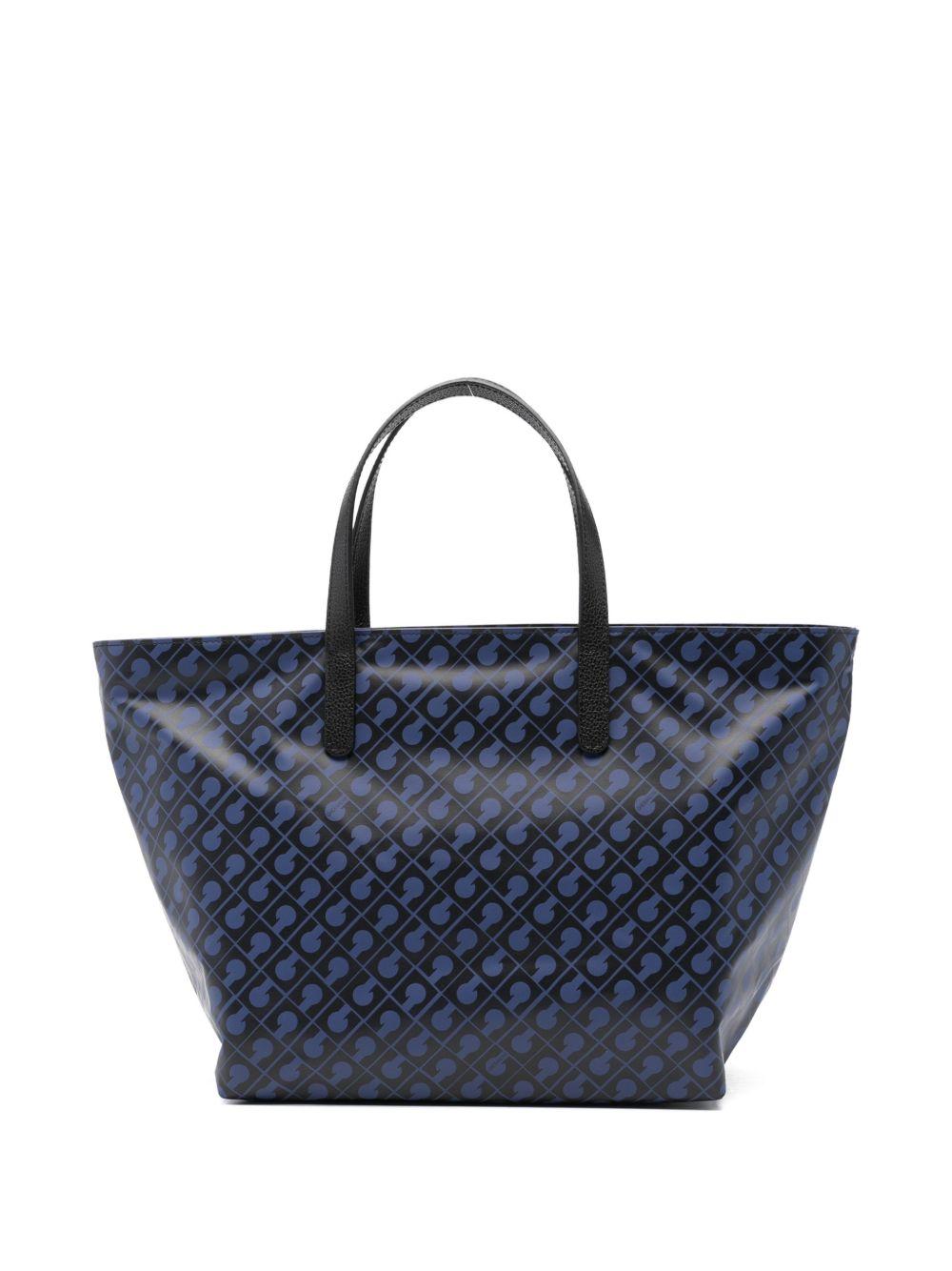GHERARDINI Borsa Shopping Softy Odissey con logo all-over blu