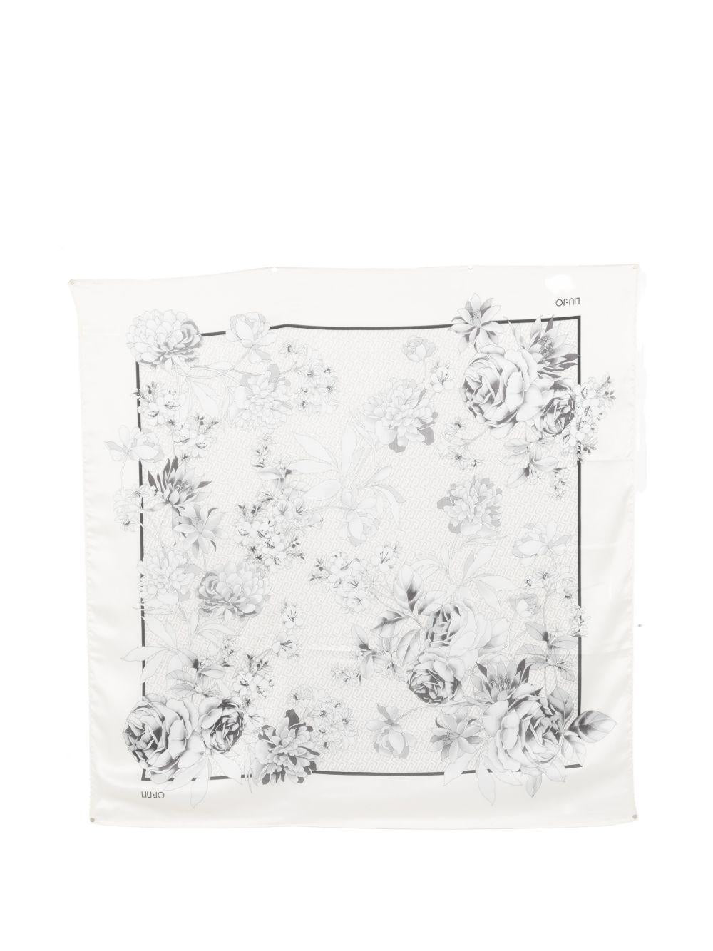 LIUJO Foulard sciarpa con stampa floreale nero