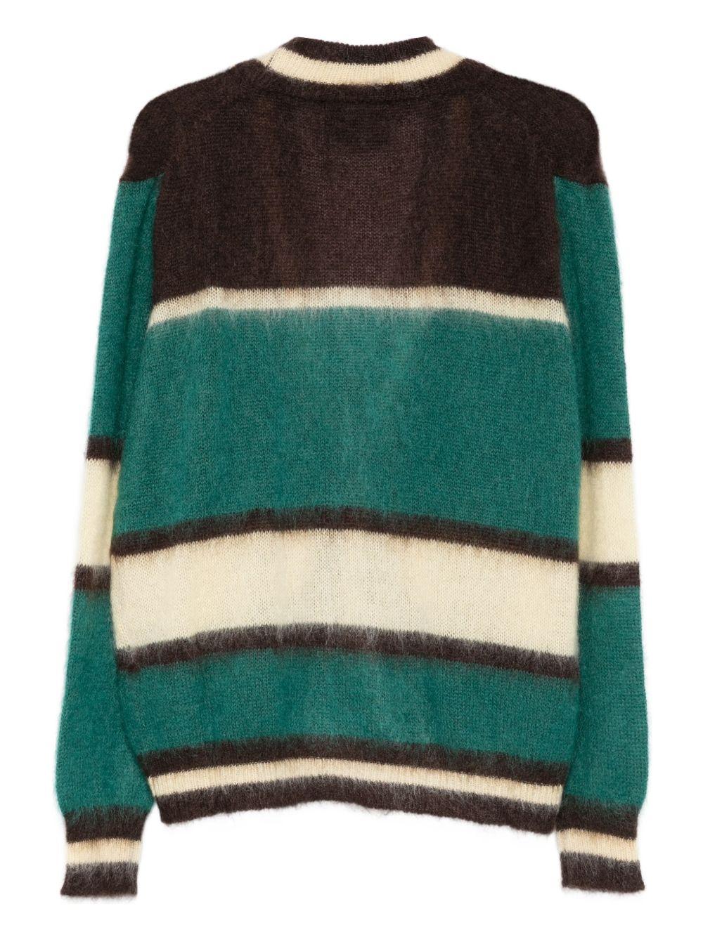 AMARANTO Cardigan in lana a righe verde e marrone