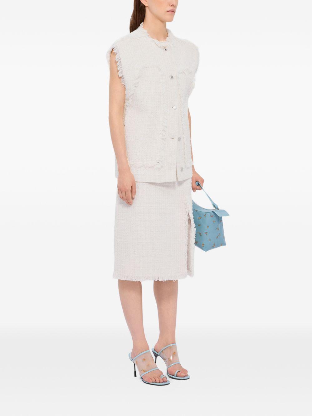 MSGM Gilet senza maniche in cotone bianco con bordo sfrangiato