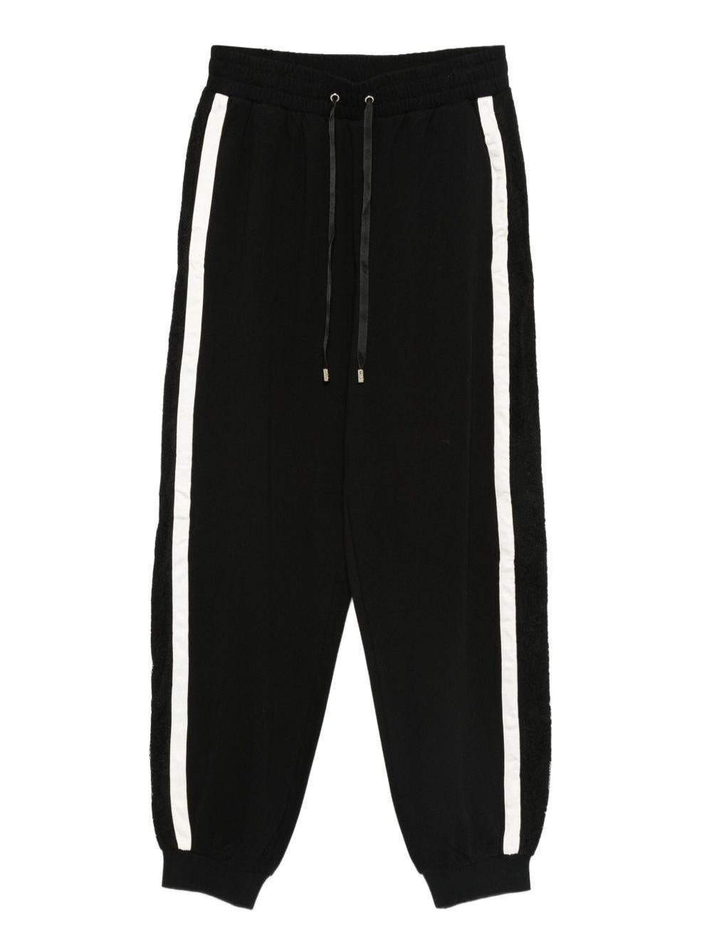 LIUJO Pantaloni neri sportivi bande laterali bianche