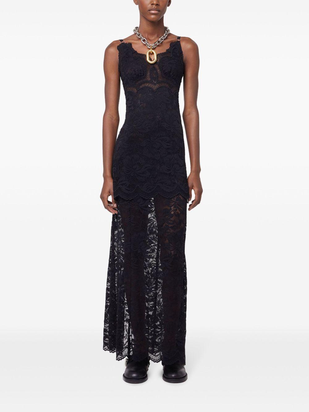 RABANNE Abito lungo in pizzo nero