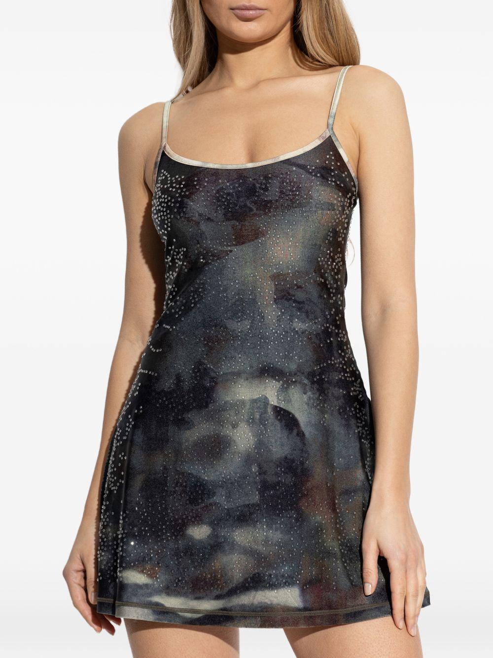 DIESEL Mini abito in tessuto stampato con applicazioni