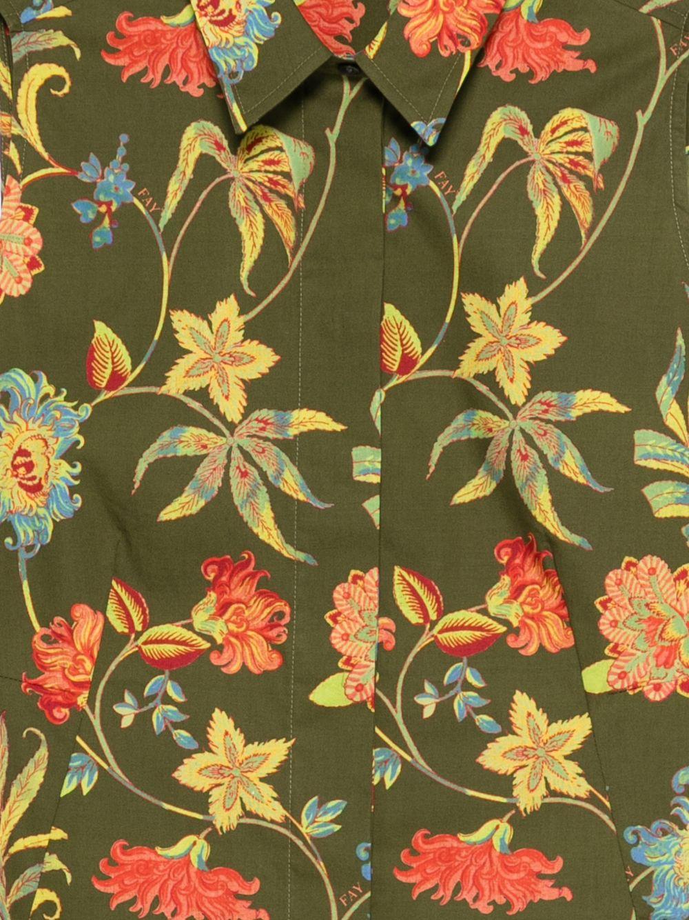 FAY Camicia in cotone smanicata con fantasia floreale