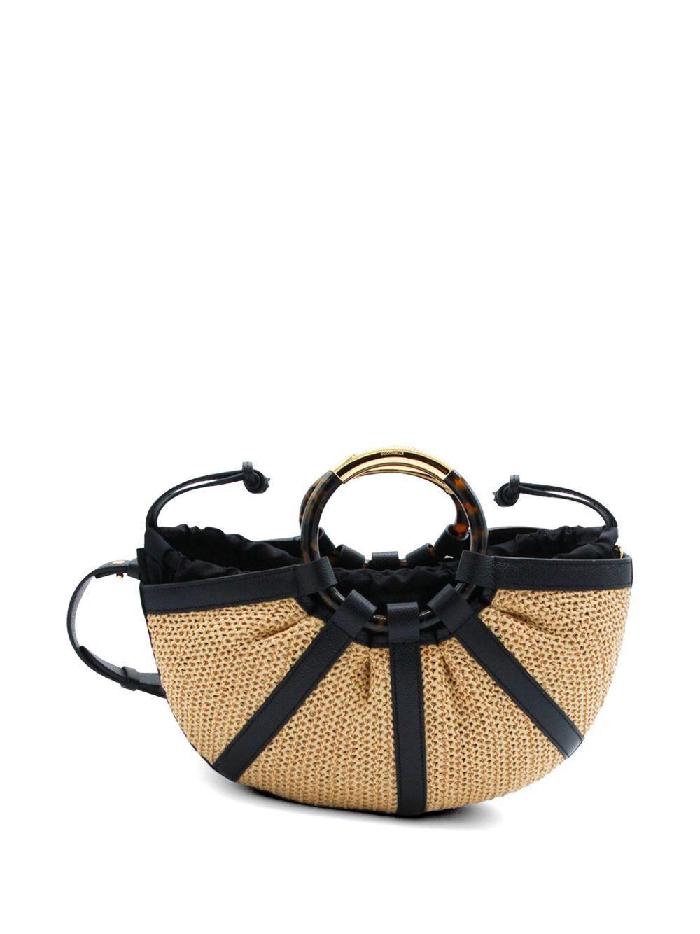 COCCINELLE Borsa a mano in pelle nera con manici circolari