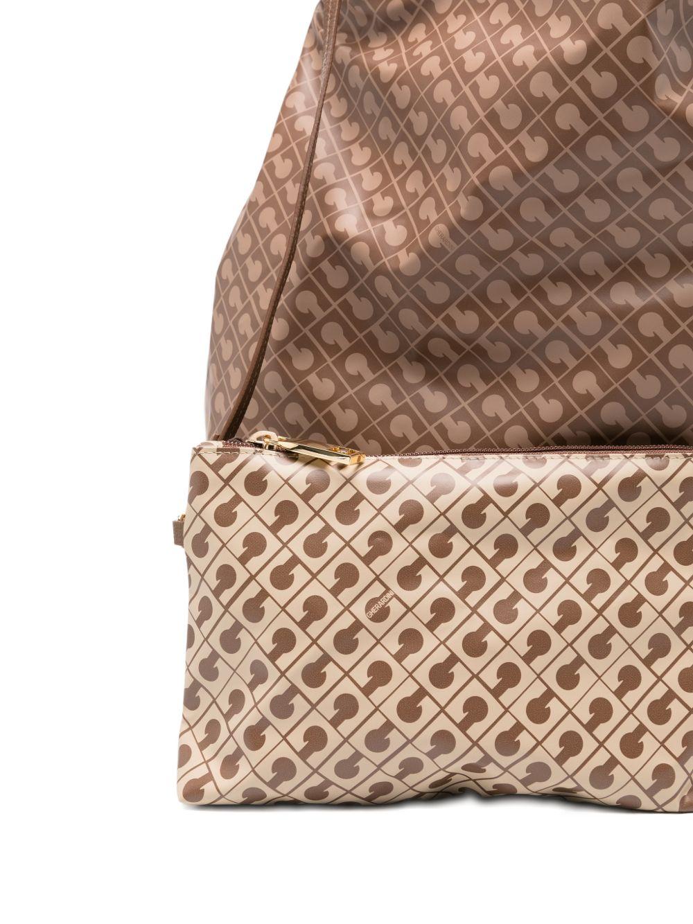 GHERARDINI Borsa shopping Softy Tabacco marrone con logo all-over