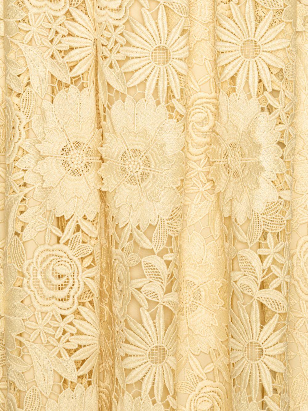 ROTATE Abito midi giallo con pizzo floreale