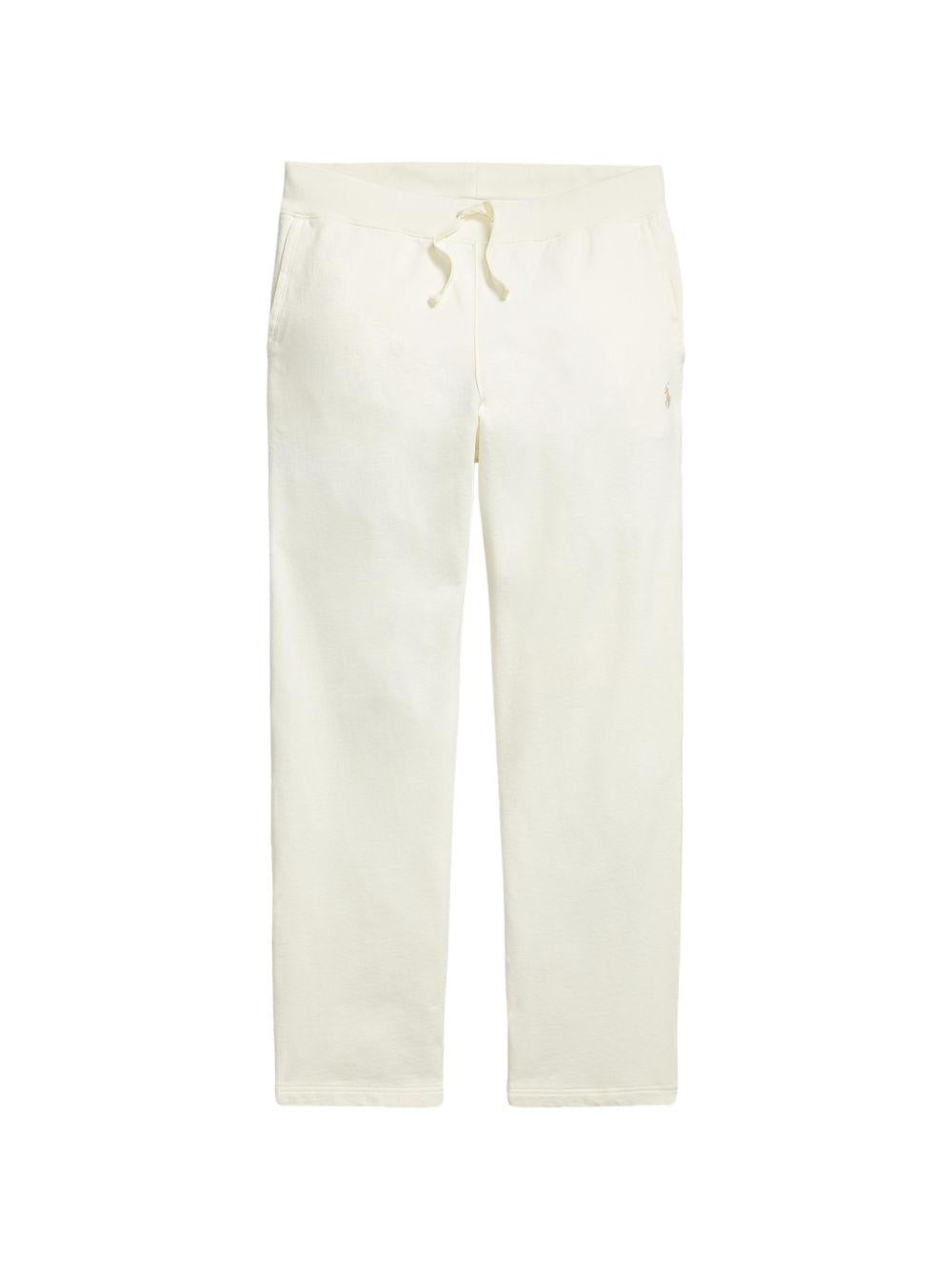 POLO RALPH LAUREN Pantaloni in cotone ecrù con vita elasticizzata