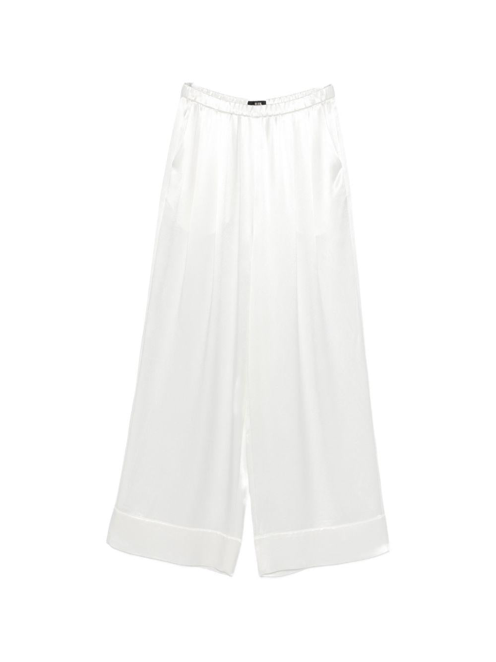 ELEH Pantaloni lunghi morbidi bianchi in tessuto lucido