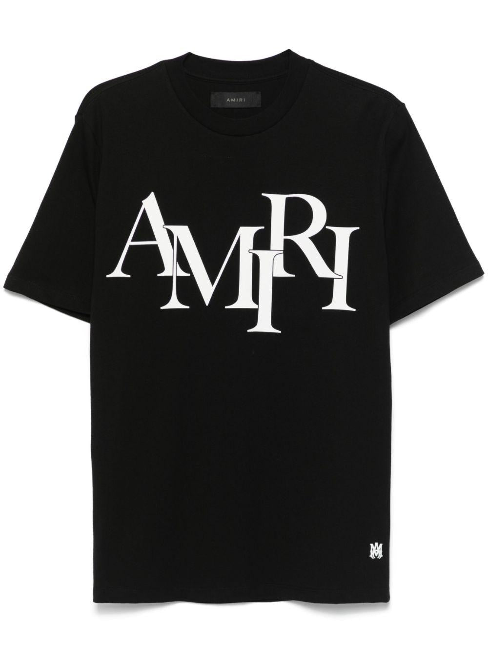 AMIRI T-shirt in cotone nero con logo bianco