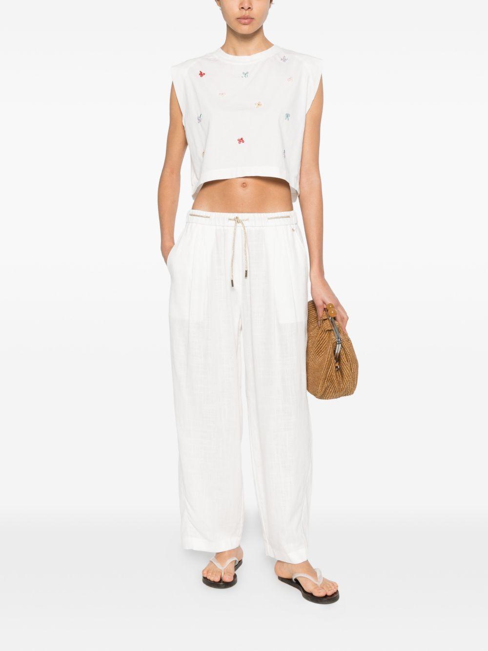 FORTE FORTE Top di cotone con ricami senza maniche