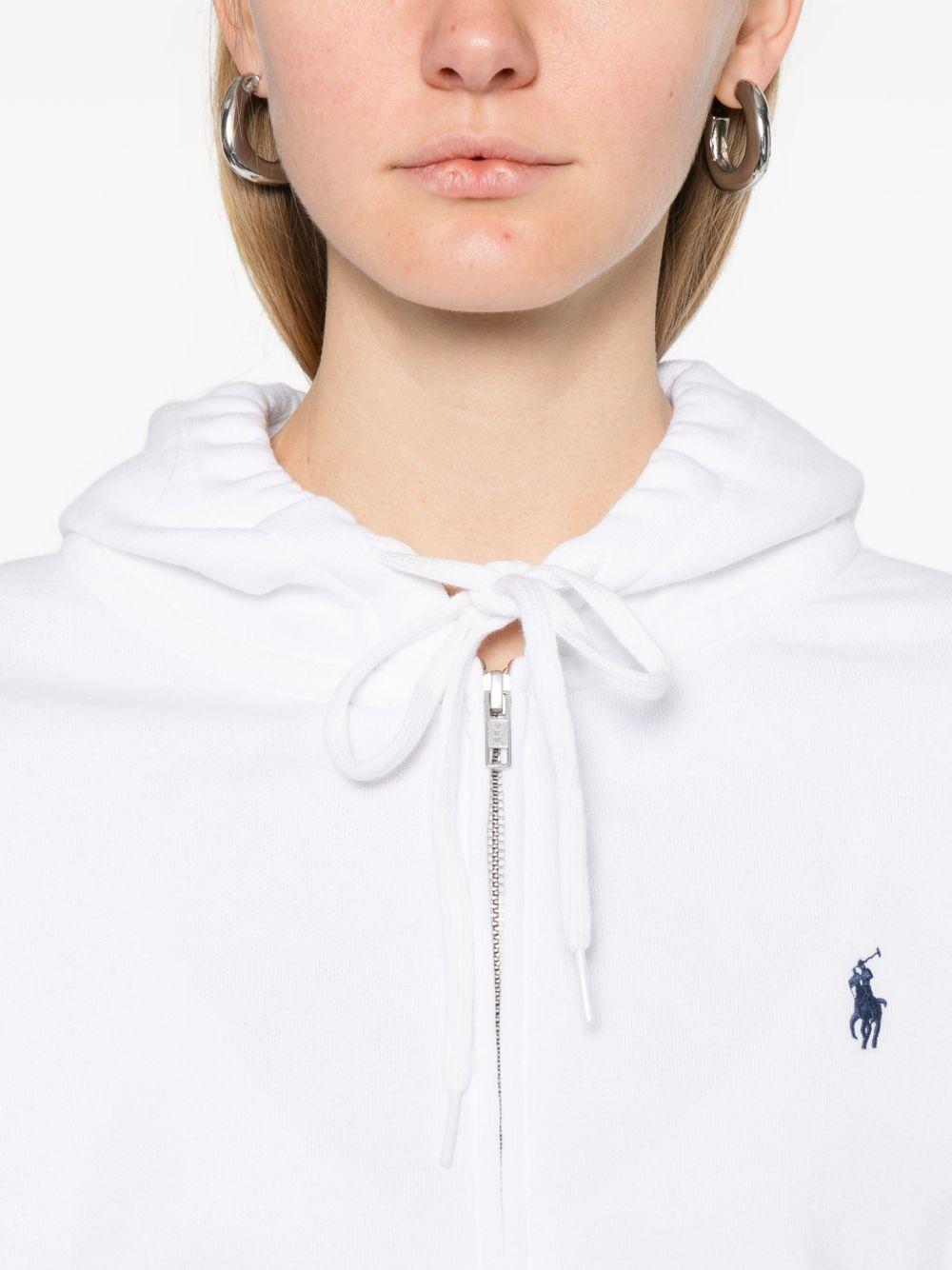 POLO RALPH LAUREN Felpa Sportina con cappuccio e zip bianca