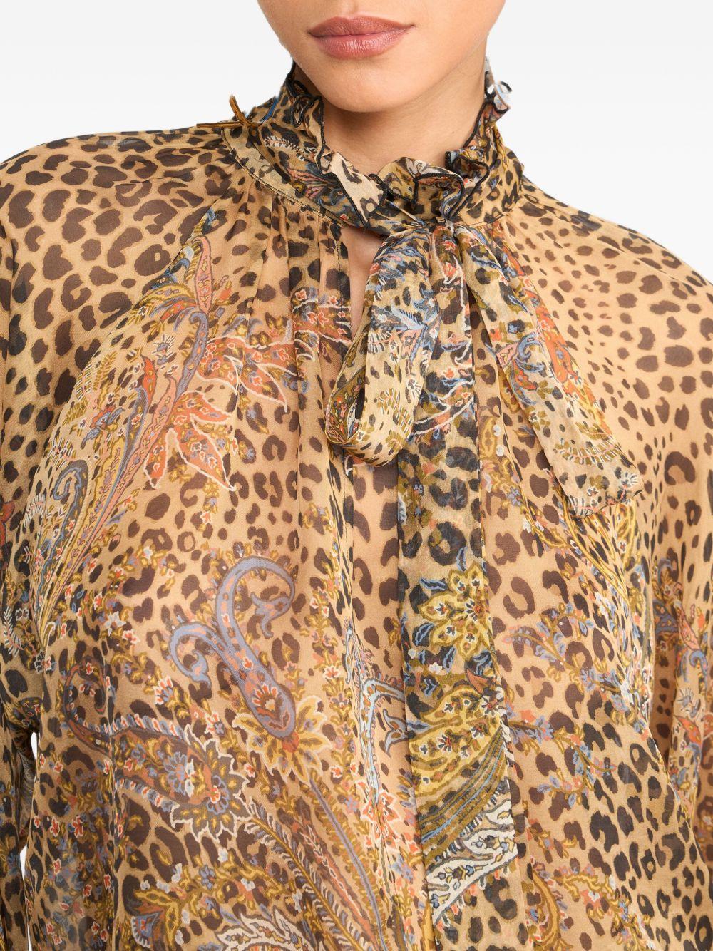 ETRO Blusa in seta con stampa leopardata