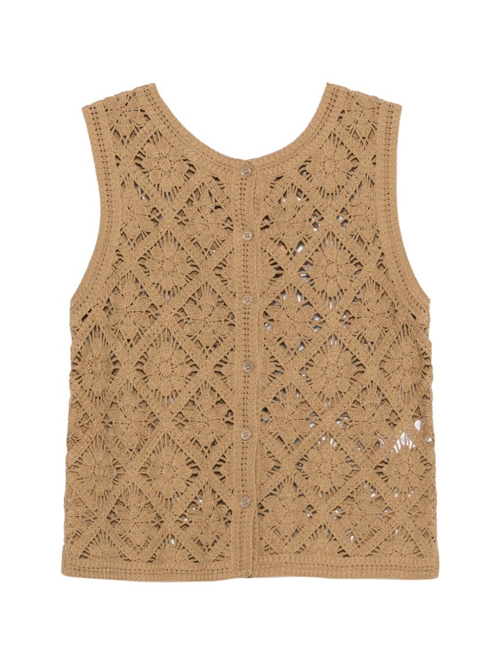 YERSE Gilet Sam in maglia cachi con bottoncini