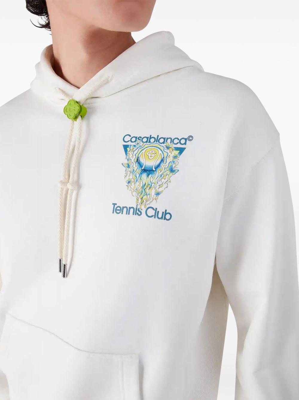 CASABLANCA Felpa con cappuccio in cotone bianco