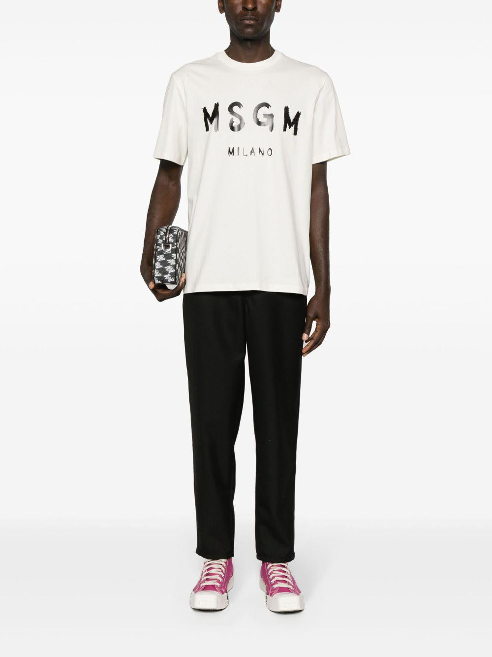 MSGM T-shirt in cotone bianco con logo