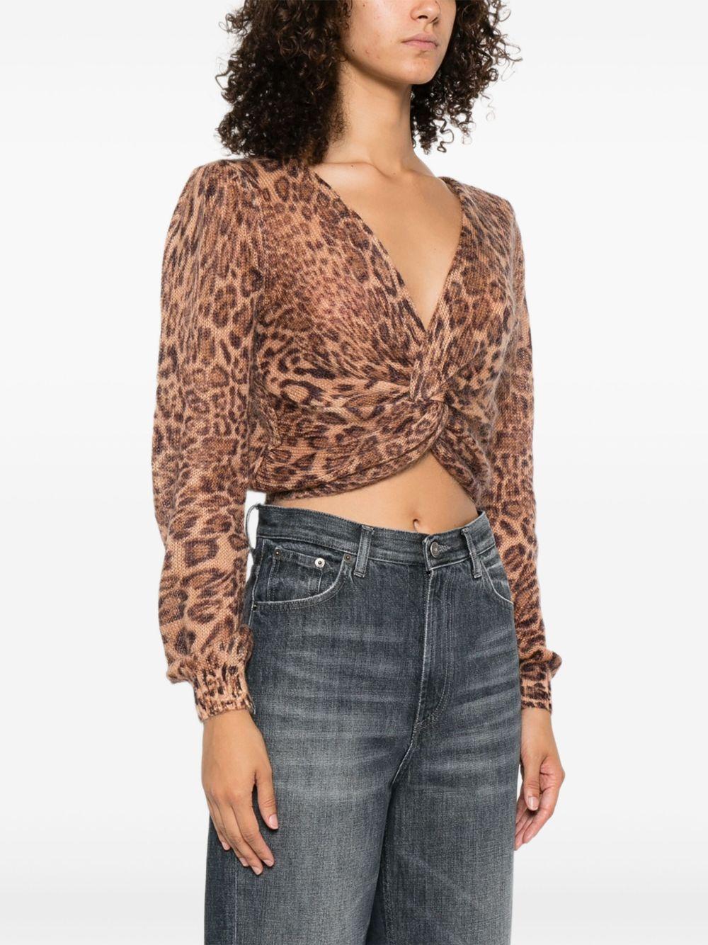 TWINSET Maglia con scollo a V e stampa animalier