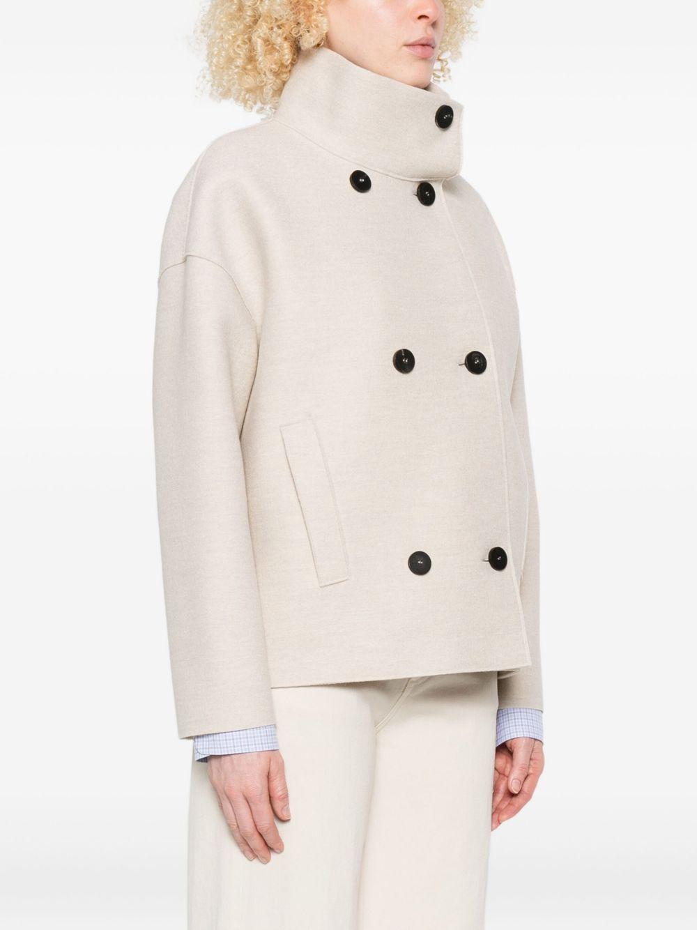 HARRIS WHARF LONDON Cappotto corto doppiopetto in lana beige