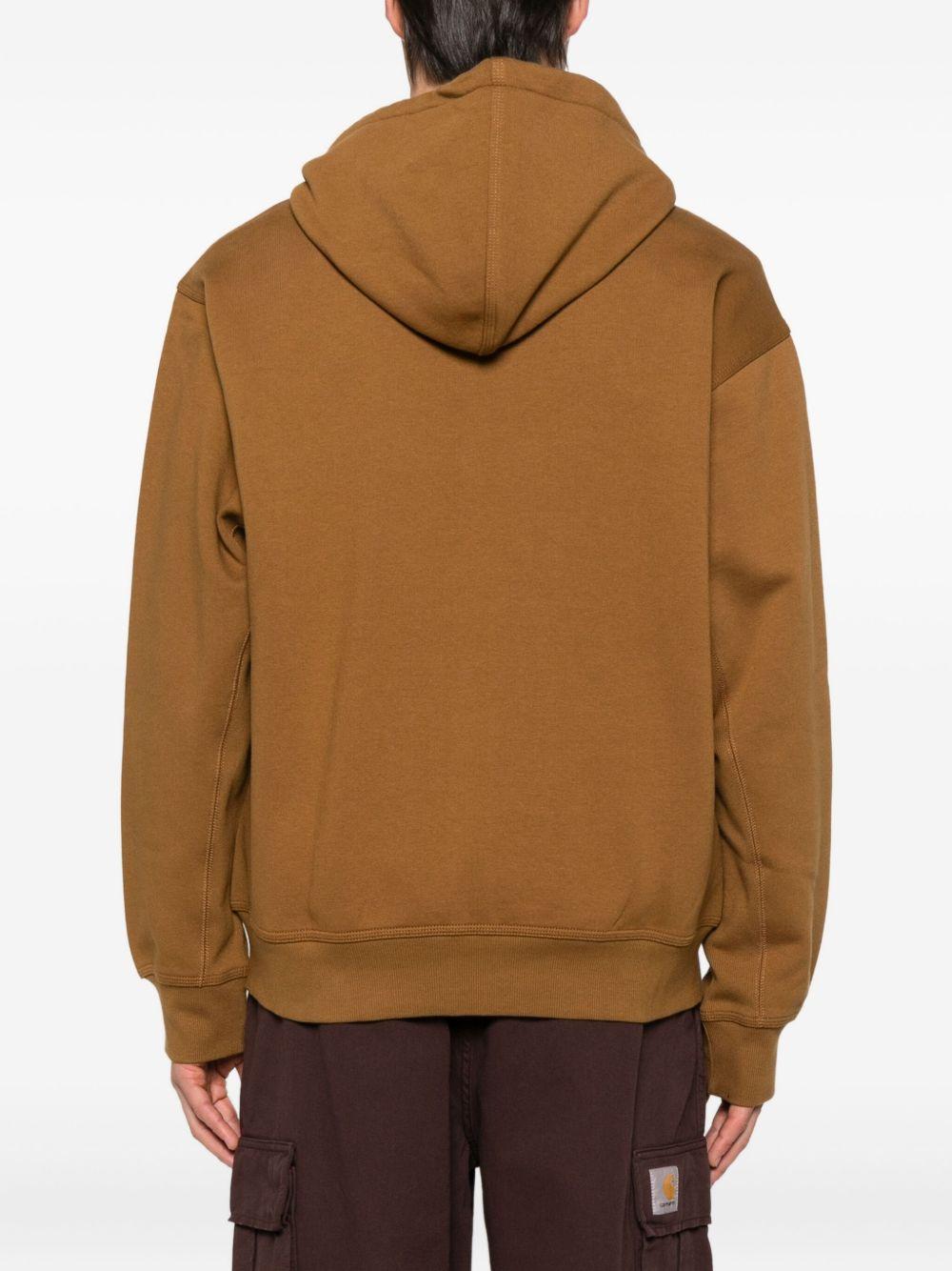 CARHARTT WIP Felpa in cotone marrone con cappuccio e zip