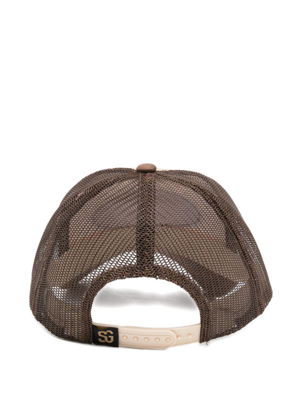SOUTH GARAGE Cappello marrone e bianco con stampa
